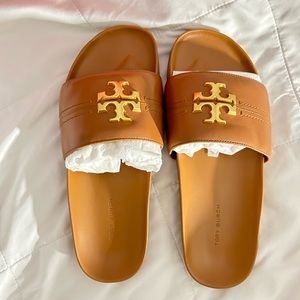 Tory Burch Everly Anatomic Cloud Paris Nappa Slide Sandals Ambra *NEW IN BOX*